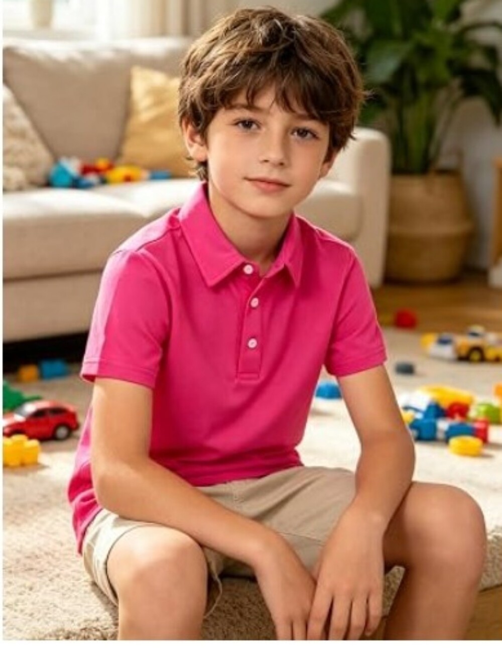 Boys Performance Polo Dry Fit Short Sleeve School Uniform Pink